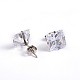 Square Cubic Zirconia Stud Earrings EJEW-H306-09P-6mm-1