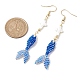Серьги с подвесками из стекла и ракушек EJEW-MZ00160-02-3