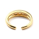 Clear Cubic Zirconia Bamboo Shape Open Cuff Ring for Women RJEW-C018-12G-3