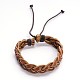 Adjustable Braided Cowhide Leather Cord Bracelets BJEW-F173-10E-1