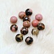 Perles de rhodonite naturelles rondes à moitié percées G-D735-06-1