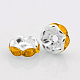 Silver Plated Flat Round Iron Acrylic Rhinestone Spacer Beads RB-J470-12S-1