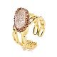 Natural Agate Druzy Oval Open Cuff Ring with Rhinestone RJEW-G257-03G-3