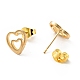 Double Heart Stud Earrings with 316 Stainless Steel Pins and Crystal Rhinestone Pendant SJEW-F218-02G-3
