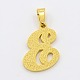 Trendy Necklace Findings Letter E 304 Stainless Steel Textured Pendants STAS-L012-D08E-1