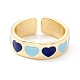 Heart Pattern Enamel Cuff Ring for Girl Women RJEW-Z010-02LG-RS-2