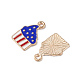 アメリカの国旗スタイルの合金エナメル ペンダント  ライトゴールド  ケーキチャーム  ブルー  18x11x1.5mm  穴：2mm ENAM-K067-29-4