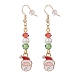 Breloque thème de noël en émail avec boucles d'oreilles pendantes en perles de verre EJEW-JE04961-3