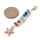 Starfish/Shell/Turtle Alloy Enamel Charms & 7 Chakra Gemstone Chips Beaded Pendant Decoration HJEW-JM01205-3