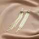 Cubic Zirconia Chains Tassel Earrings EJEW-P236-08G-4
