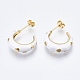Brass Enamel Stud Earrings EJEW-T014-08G-05-NF-2
