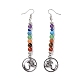 Chakra Natural & Synthetic Mixed Gemstone Round Beaded Dangle Earrings EJEW-L196-06P-2