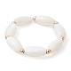 2 Uds. Conjunto de anillos elásticos con cuentas redondas y ovaladas de perlas de concha de 2 estilos RJEW-TA00089-2