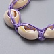 Bracciali di perle intrecciate conchiglia di ciprea naturale BJEW-JB05057-03-4