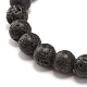 Bracelet extensible perles rondes en pierre de lave naturelle BJEW-JB07461-6