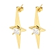 Star Shape Rack Plating Brass Micro Pave Cubic Zirconia Dangle Stud Earrings EJEW-P240-03G-1