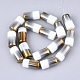Half Electroplate Opaque Glass Beads Strands X-EGLA-S177-02H-2