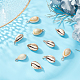 SUNNYCLUE 1 Box 10Pcs Natural Cowrie Shell Charms Oval Spiral Shell Seashell Pendant Conch Shell for Jewellery Making Charms Deco Crafts Summer Beach Bracelet Earring Supplies Brass Eyelet Adult Women SSHEL-SC0001-16-4