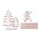 未染色のプラタナスの木の家のディスプレイの装飾  少年とクリスマスツリー  バリーウッド  136.5x42.5x149mm  3個/セット DJEW-F006-01-2