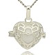 Silver Color Plated Brass Hollow Heart Cage Pendants KK-J243-08S-1