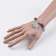 Gioielli chakra perline di pietre preziose naturali e braccialetto di fascino di amazzonite di fiori BJEW-JB03608-04-4