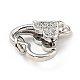 Brass Micro Pave Clear Cubic Zirconia Heart Lobster Claw Clasps KK-G416-35P-2