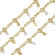 Brass Rectangle & Cubic Zirconia Flat Round Link Chains CHC-P010-03G-1