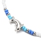 Tibetan Style Alloy Dolphin & Seed Beaded Stretch Anklet for Women AJEW-AN00558-2