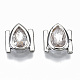 Brass Micro Pave Clear Cubic Zirconia Cabochons KK-S061-51P-NR-1