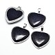 Heart Platinum Plated Brass Synthetic Blue Goldstone Pendants G-F228-10G-RS-1