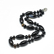 Natürliche schwarze Achat Perlenketten NJEW-S388-02-1