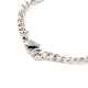 201 Stainless Steel Rectangle & Star Charm Bracelet with Curb Chain for Women STAS-P304-19P-4