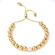 Bracelets coulissants en perles rondes en laiton plaqué en crémaillère et coquillages naturels BJEW-P306-01G-1