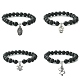 Bracelets extensibles en perles de pierres précieuses naturelles et synthétiques avec breloques en alliage BJEW-JB09444-1