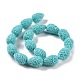 Dyed Synthetical Coral Teardrop Shaped Carved Flower Bud Beads Strands CORA-L009-M-2