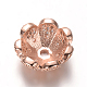 Bouchons de perles de zircone cubique en laiton micro-pavé écologique à fleurs multi-pétales ZIRC-M098-02RG-FF-2