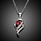 Silver Plated Brass Cubic Zirconia Heart Pendant Necklaces For Women NJEW-BB06866-A-4