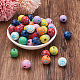 Fashewelry 80pcs 8 couleurs perles de bois naturel imprimées WOOD-FW0001-08-5