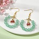 Boucles d'oreilles pendantes avec anneau en perles de verre imitation jade EJEW-JE05568-02-3