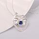 Silver Plated Brass Cubic Zirconia Heart Pendant Necklaces For Women NJEW-BB07259-B-4