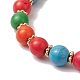Пасхальный день синтетические бирюзовые бусины эластичные браслеты BJEW-TA00604-4