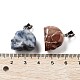 天然＆合成混合原石のペンダント  プラチナメッキの鉄製スナップオンベイル付きハロウィンスカルチャーム  17~19x18.5~20x10~11mm  穴：6x3.5mm G-P520-04P-4