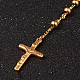 201ステンレススチール製ロザリオビーズネックレス  十字架クロスペンダント  イースターのために  ゴールドカラー  27.6インチ（70cm） NJEW-L427-22G-2