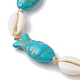 Fußkettchen aus Naturmuschel und synthetischen türkisfarbenen geflochtenen Perlen AJEW-AN00562-03-3