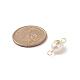 Grade AA Natural Cultured Freshwater Pearl Connector Charms with Golden Tone Alloy Slices PALLOY-JF01996-02-3