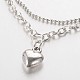 Tibetan Style Heart Charm Anklets AJEW-AN00092-02-2