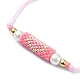 Colonna di perle di vetro e semi con braccialetto a maglie di cuore BJEW-MZ00028-01-4