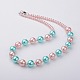 Glass Pearl Round Beads Jewelry Sets: Earrings & Necklaces SJEW-JS00797-03-3