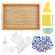 SUPERFINDINGS DIY Mosaic Tiles Serving Tray Kit Incliuding Bamboo Serving Tray 450g 3 Styles Porcelain Mosaic Tiles 1pc Measuring Cup Plastic Glue Bottles Scraper and Bowl for Home Decoration DJEW-FG0001-35-1