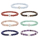 7Pcs 7 Style Natural Mixed Gemstone & Alloy Saint Benedict Beaded Strech Bracelets Set for Women BJEW-JB09346-1